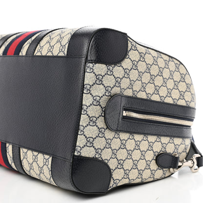 Gucci GG Supreme Monogram Textured Dollar Calfskin Web Medium Ophidia Duffle Bag Beige Blue 9 of 12