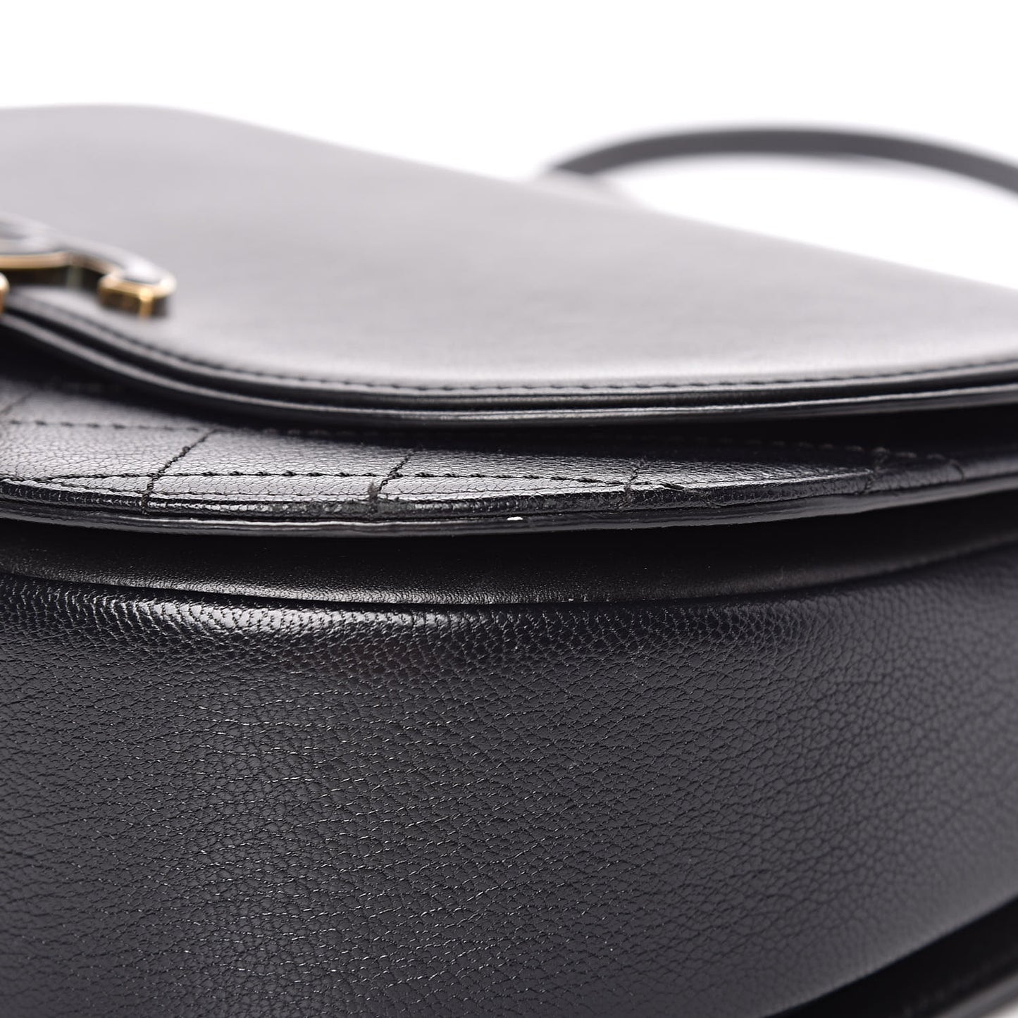 Shiny Calfskin Goatskin Quilted Medium Coco Curve Messenger Flap Black
