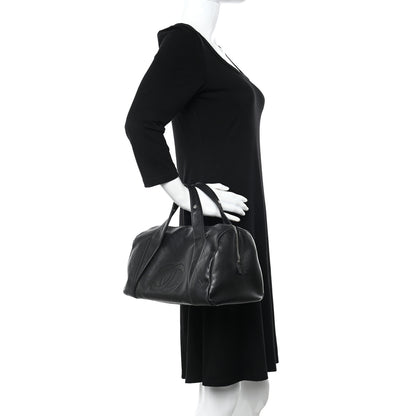 Chanel Calfskin Chevron CC All Day Long Boston Black 3 of 10