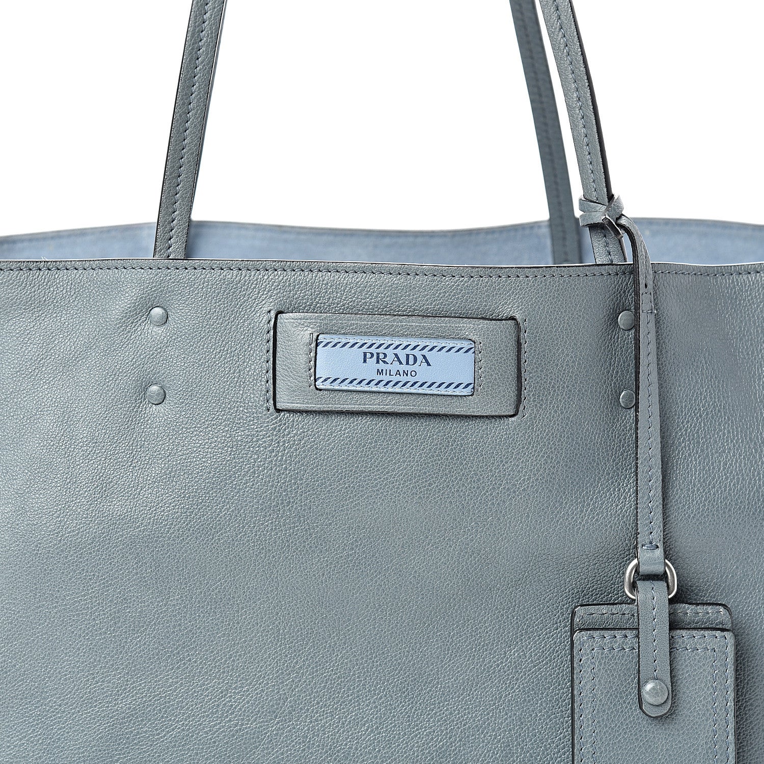 Prada Glace Calf Etiquette Tote Grey 8 of 16