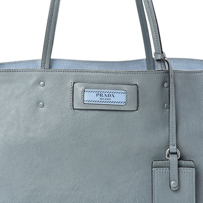 Prada Glace Calf Etiquette Tote Grey 8 of 16