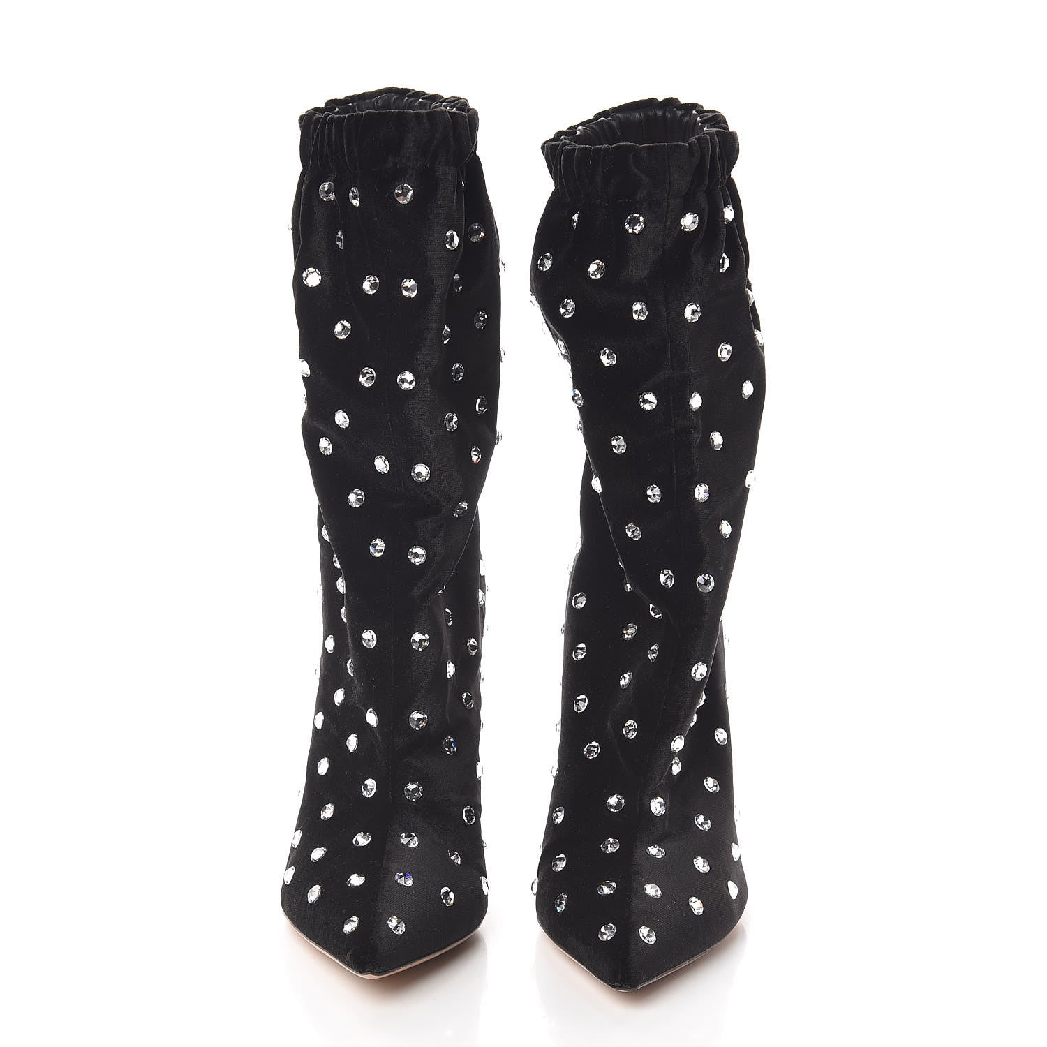 Valentino Garavani Velvet Crystal Ankle Booties 38 Black 2 of 7