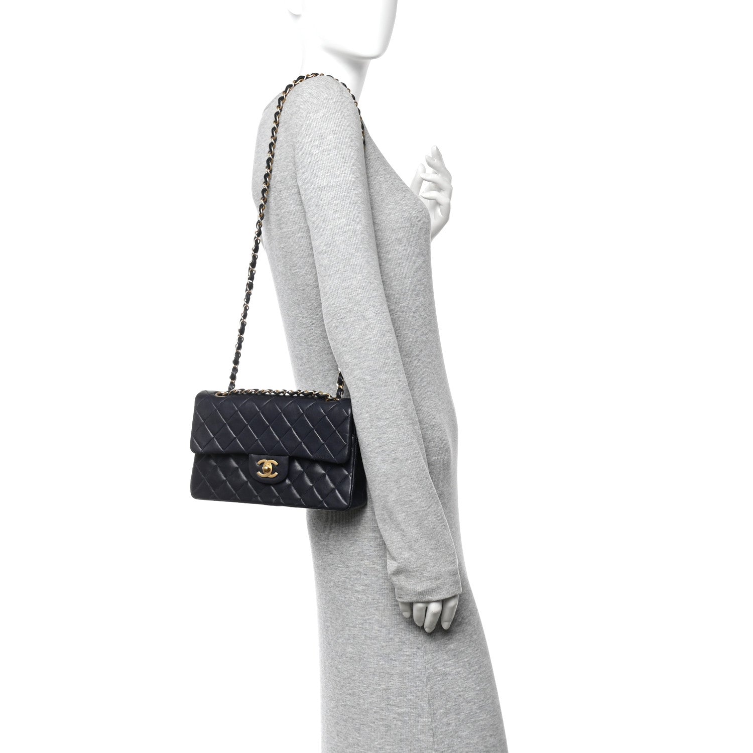 Chanel Lambskin Quilted Small Double Flap Navy 2 of 14