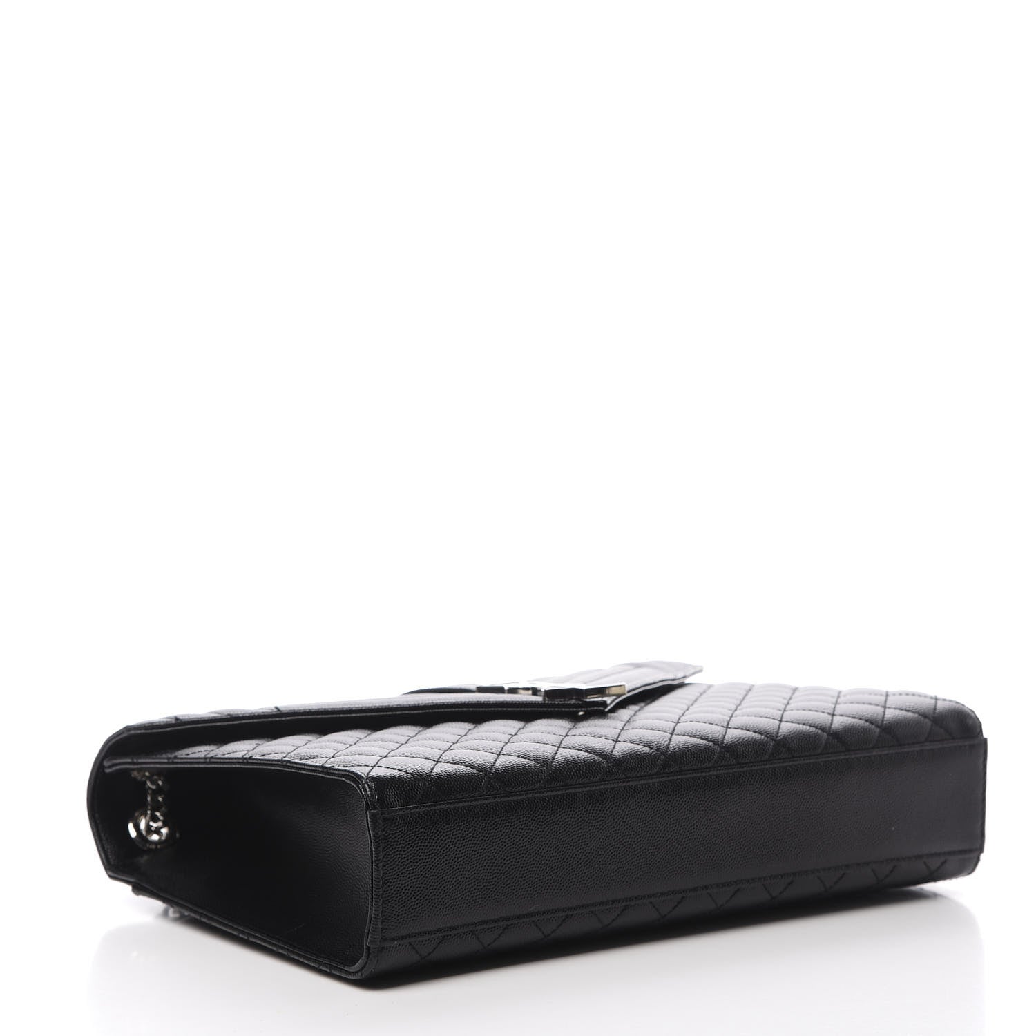 Saint Laurent Grain De Poudre Textured Mixed Matelasse Large Triquilt Monogram Satchel Black 4 of 12