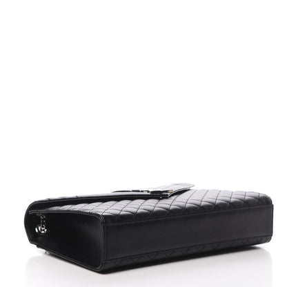 Saint Laurent Grain De Poudre Textured Mixed Matelasse Large Triquilt Monogram Satchel Black 4 of 12