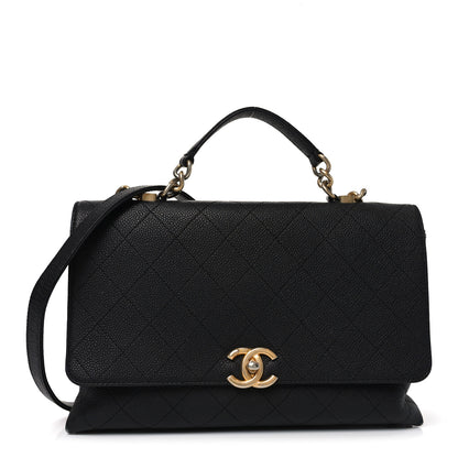 Chanel Caviar Diamond Stitched Top Handle Flap Black 1 of 11
