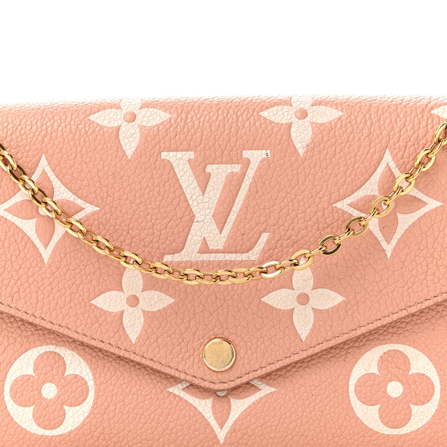 Empreinte Monogram Giant Felicie Pochette Chain Wallet Rose Trianon Creme