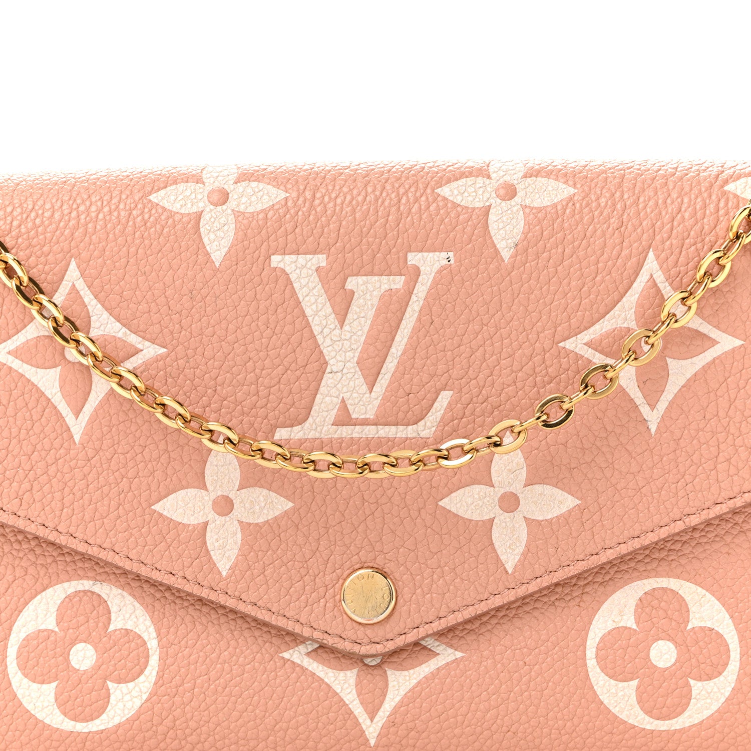 Louis Vuitton Empreinte Monogram Giant Felicie Pochette Chain Wallet Rose Trianon Creme 8 of 16