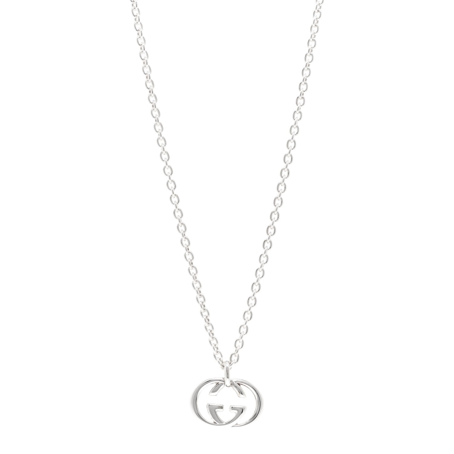 Gucci Sterling Silver Britt Interlocking GG Pendant Necklace 1 of 5