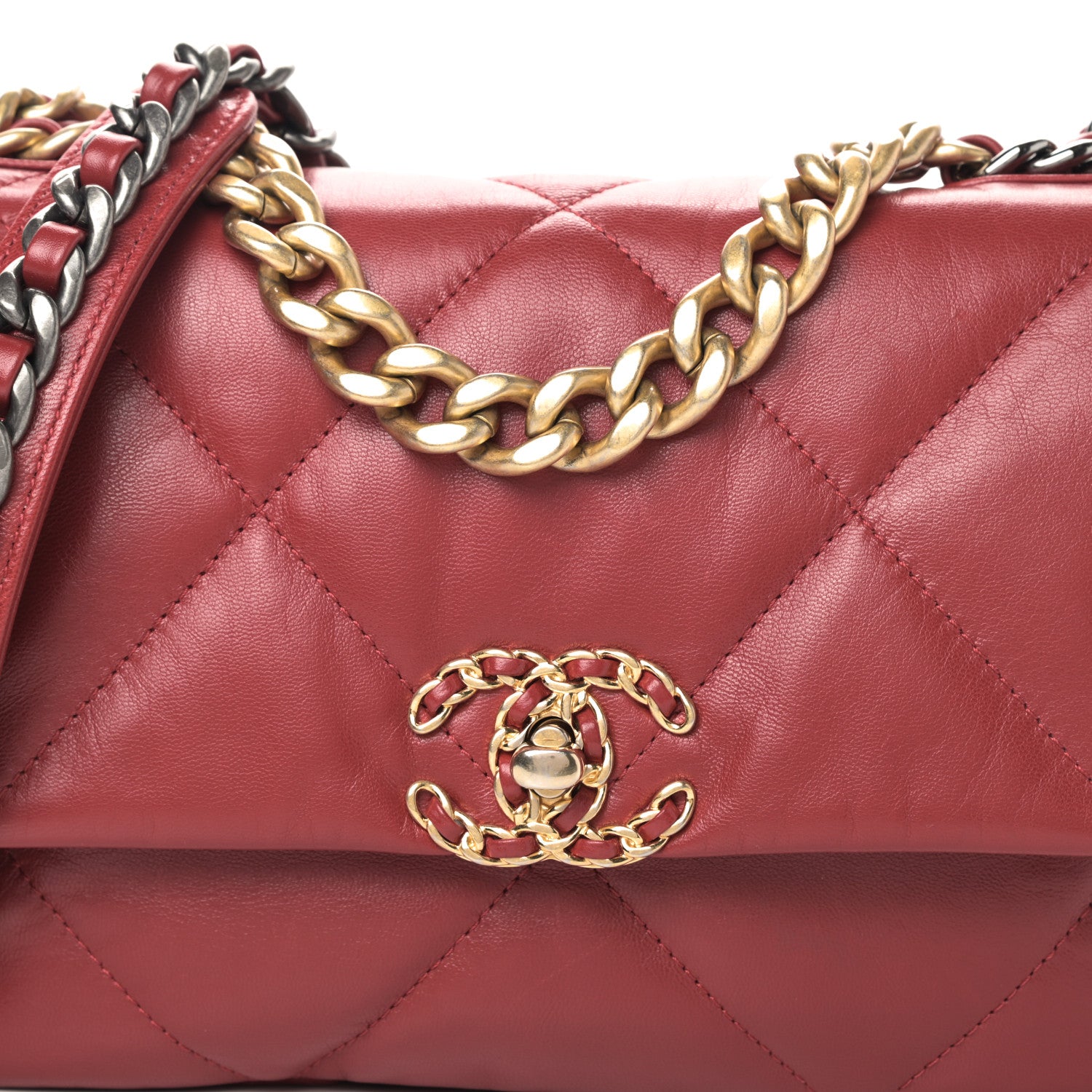 Chanel Goatskin Quilted Medium Chanel 19 Flap Red 9 of 9
