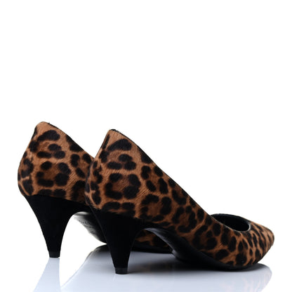 Saint Laurent Calf Hair Leopard Print Pumps 37.5 Brown 6 of 8