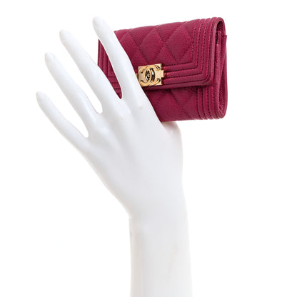 Chanel Caviar Quilted Boy Card Holder Wallet Fuchsia 2 of 8