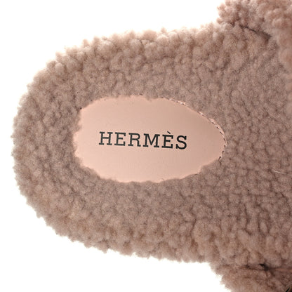 Hermes Woolskin Womens Chypre Sandals 40 Bois De Santal 11 of 12