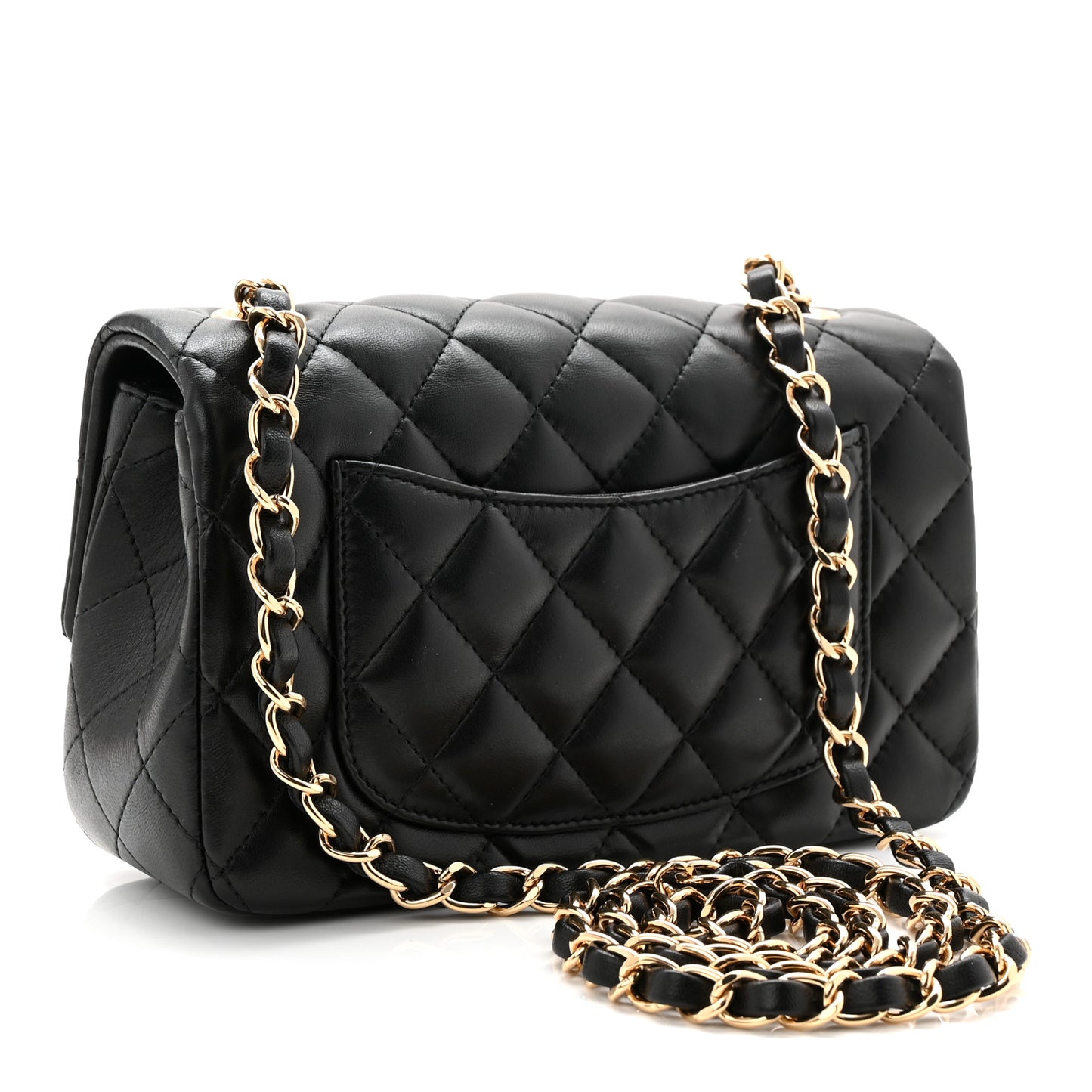 Lambskin Quilted Mini Rectangular Flap Black