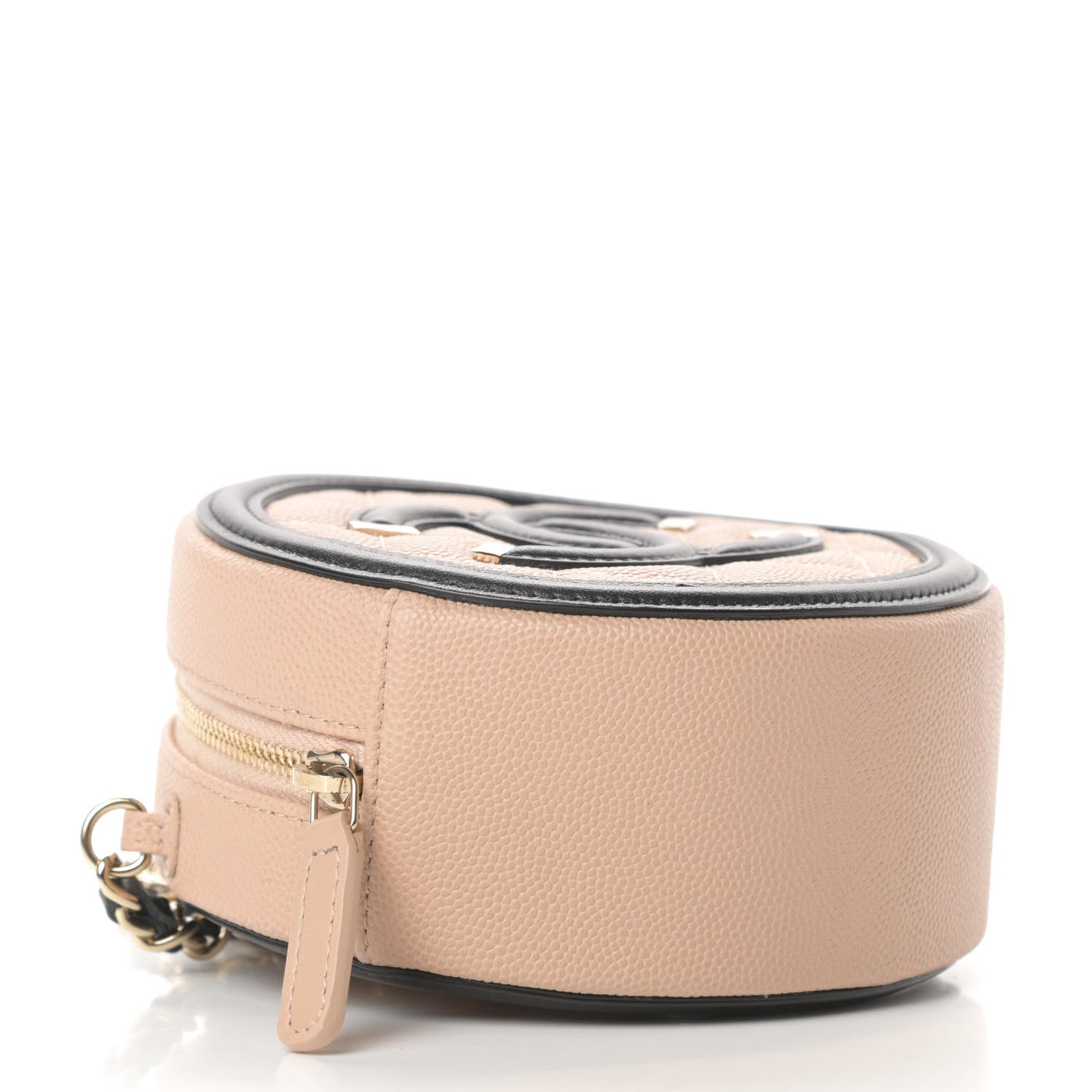 Chanel Caviar Quilted Round Filigree Crossbody Beige Black 4 of 11