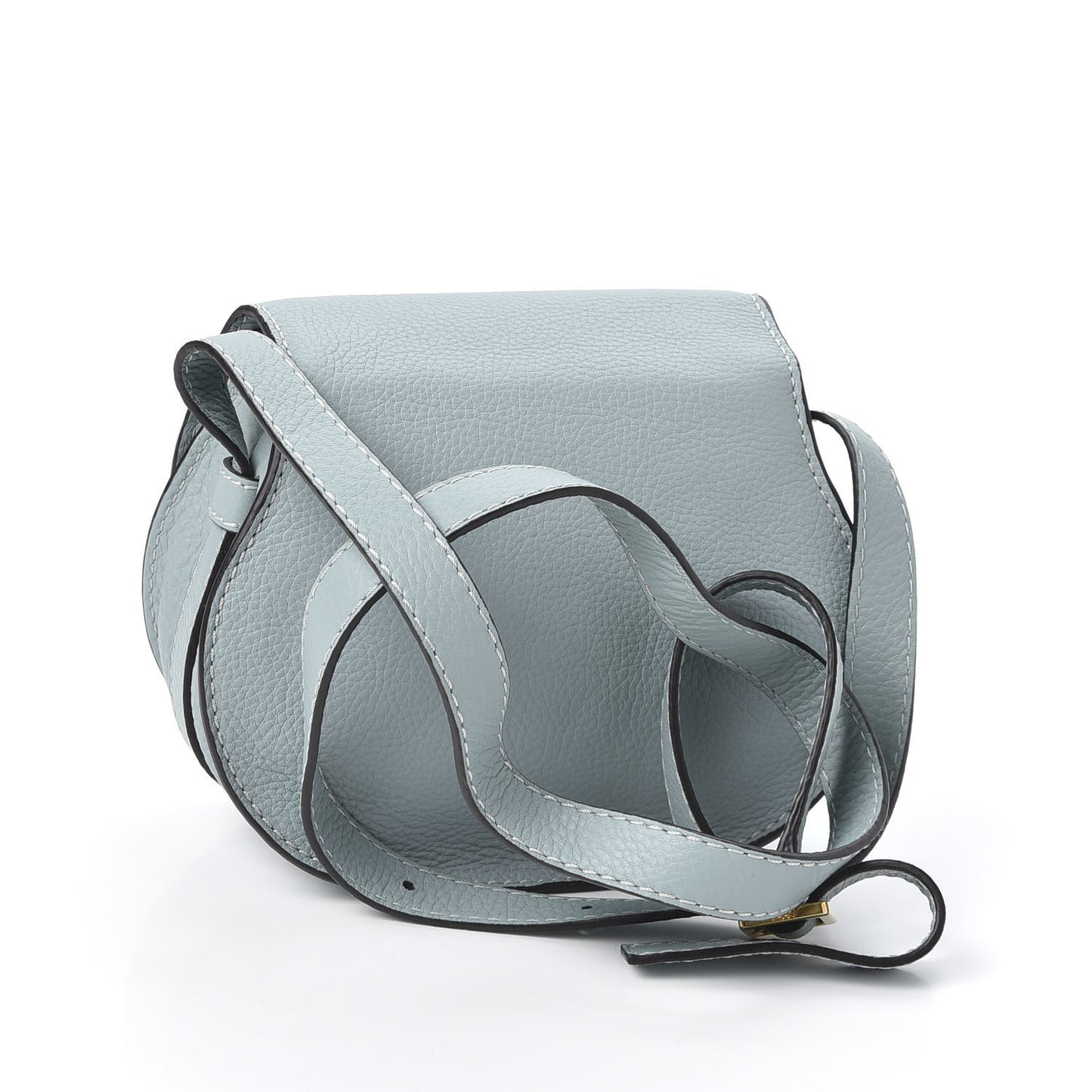 Calfskin Mini Marcie Round Crossbody Bag Faded Blue