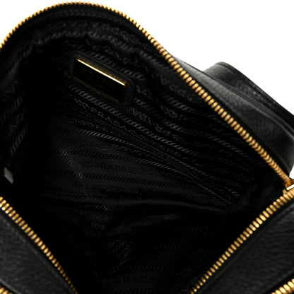 Prada Vitello Daino Medium Double Zip Shoulder Bag Black 6 of 11