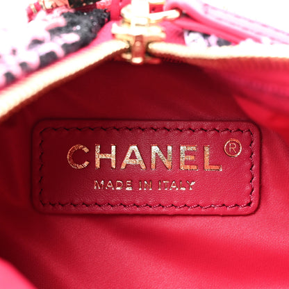 Chanel Tweed Convertible Bowler Flap Pink Black White Coral 9 of 14