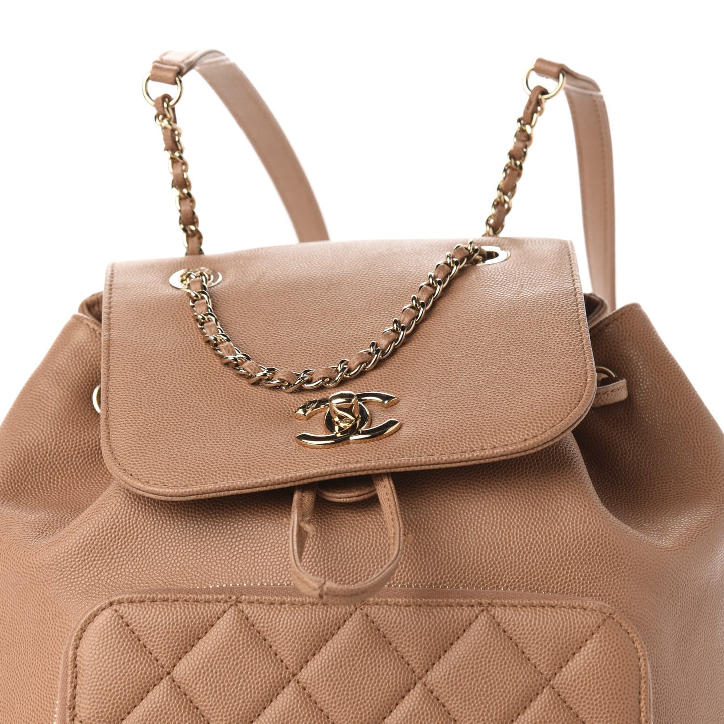 Caviar Quilted Business Affinity Backpack Beige