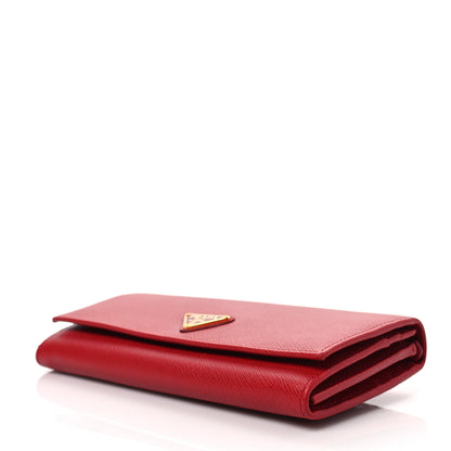 Prada Saffiano Triangle Continental Flap Wallet Fuoco 7 of 7