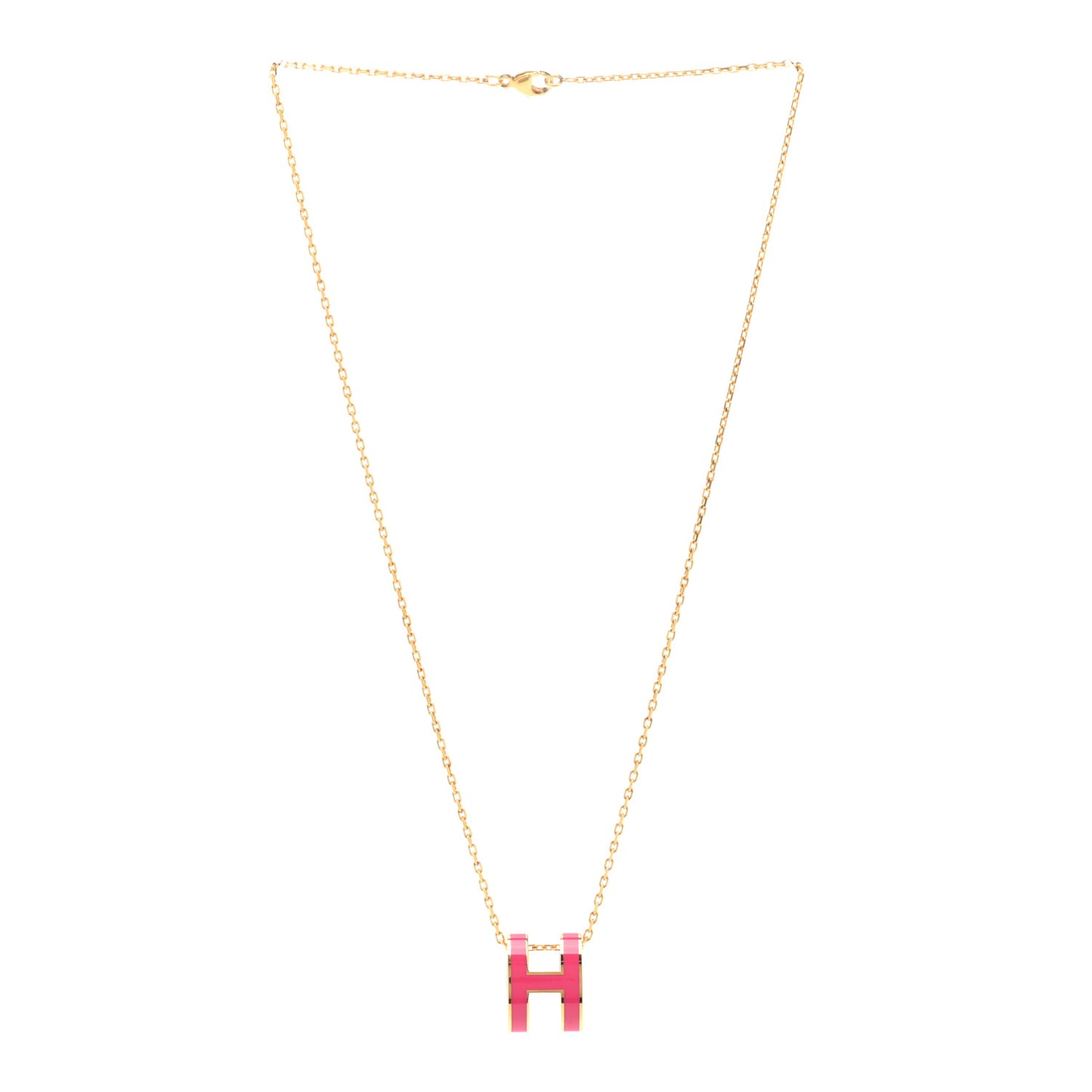 Lacquered Gold Pop H Pendant Necklace Rose Extreme