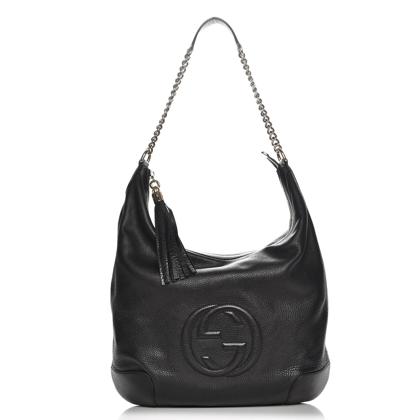 Pebbled Calfskin Medium Soho Chain Hobo Black