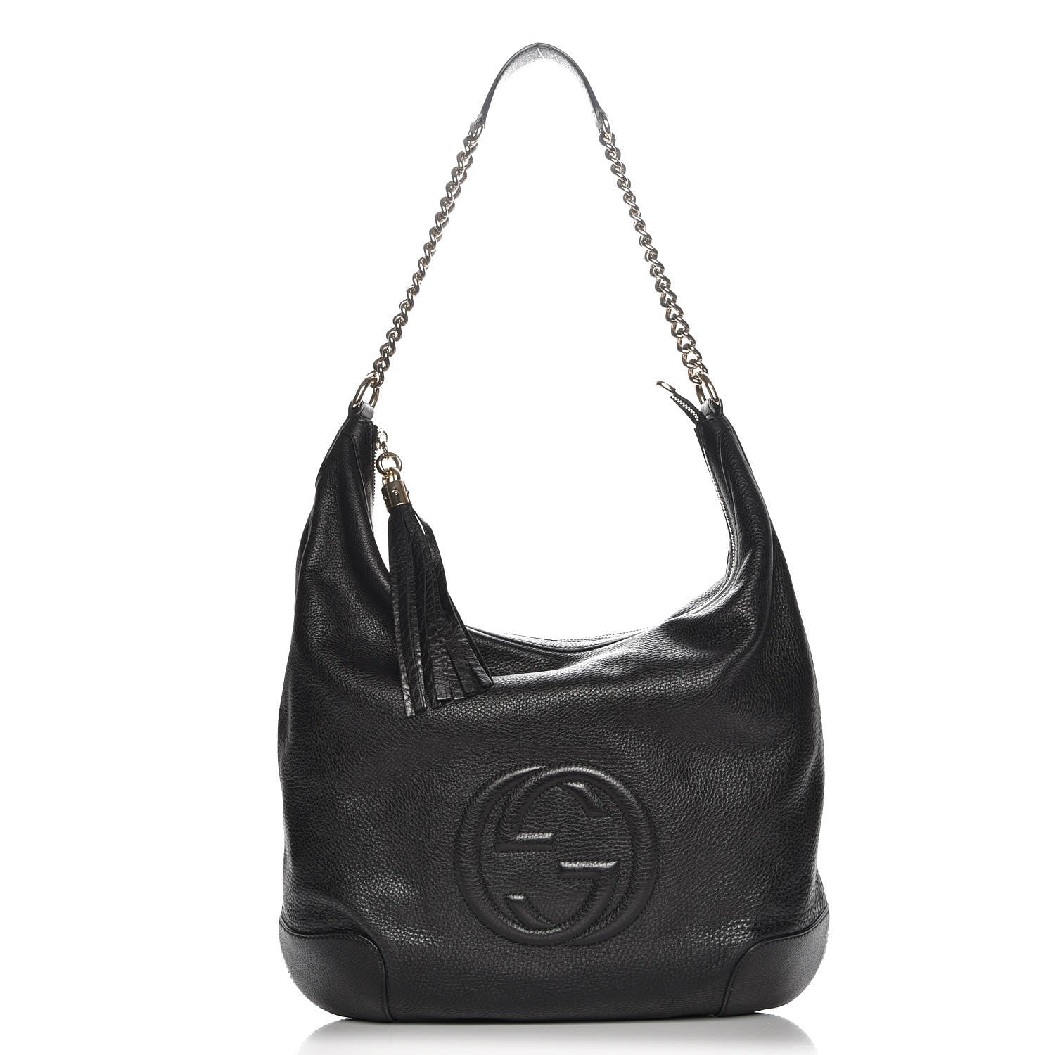 Gucci Pebbled Calfskin Medium Soho Chain Hobo Black 1 of 7