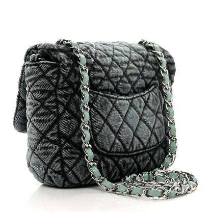Chanel Washed Denim Quilted Small Denimpression Flap Blue Black Blue Black 3 of 11