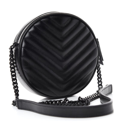 Saint Laurent Calfskin Matelasse Chevron Round Vinyle Camera Bag Black 3 of 10
