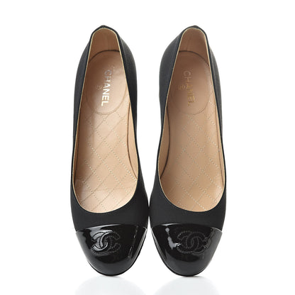 Chanel Patent Calfskin Grosgrain CC Cap Toe Pump 36.5 Black 5 of 11