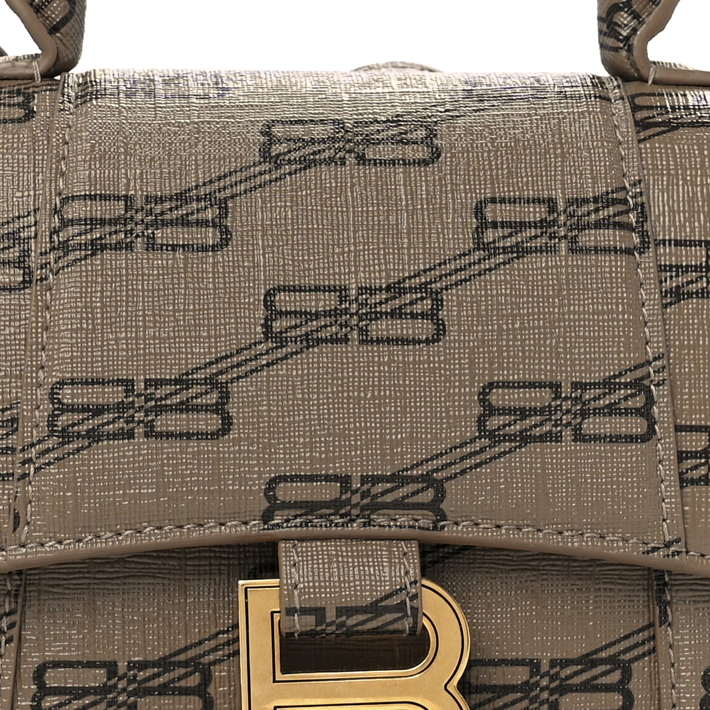 Coated Canvas BB Monogram Hourglass Top Handle Bag XS Beige Brown