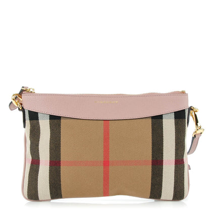 Burberry House Check Derby Peyton Crossbody Clutch Bag Pale Orchid 1 of 7