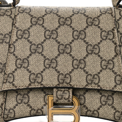Balenciaga X GUCCI GG Supreme Monogram Small Hourglass Top Handle Bag Beige Ebony 8 of 10