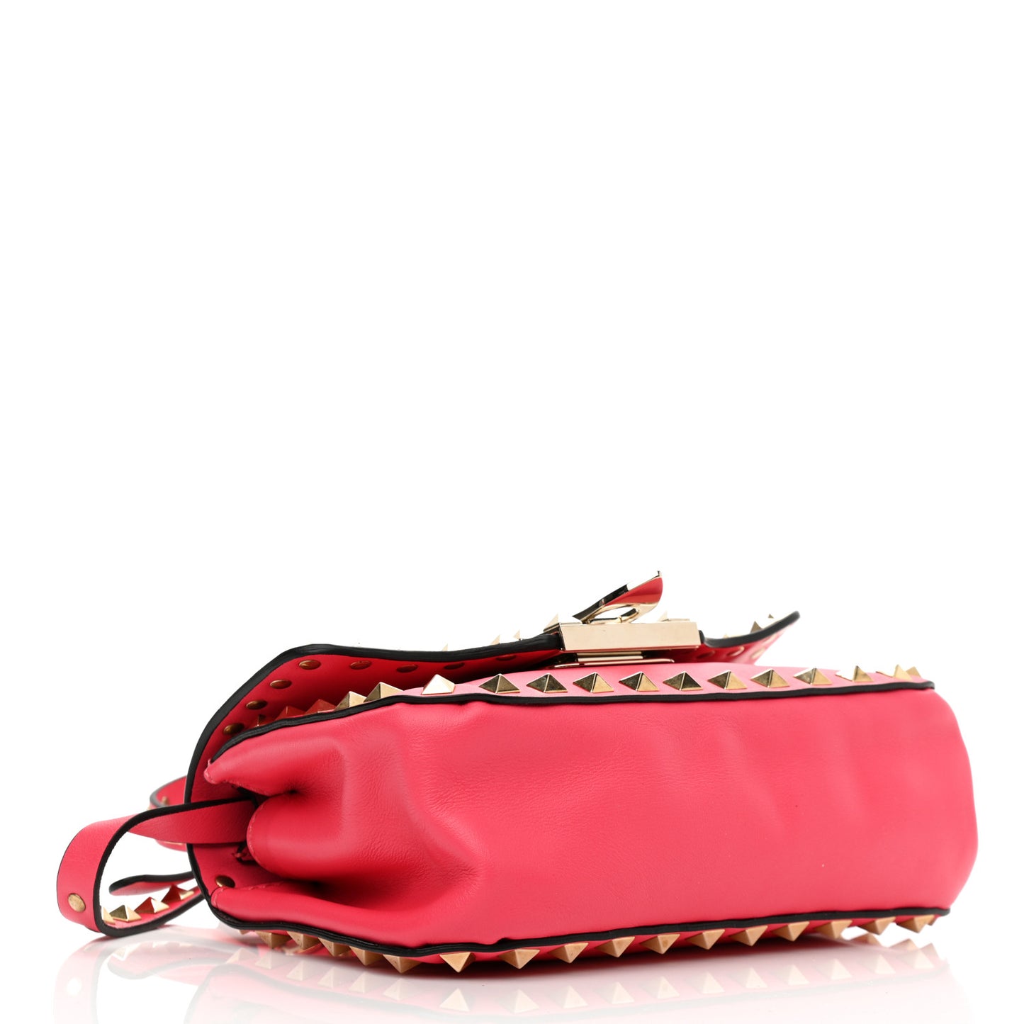 Vitello Mini Rockstud Flap Saddle Crossbody Bag Deep Rose