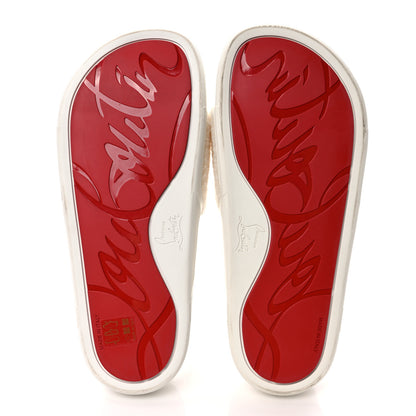 Christian Louboutin Faux Shearling Embroidered Pool Donna Flat Slide Sandals 39.5 White 5 of 8