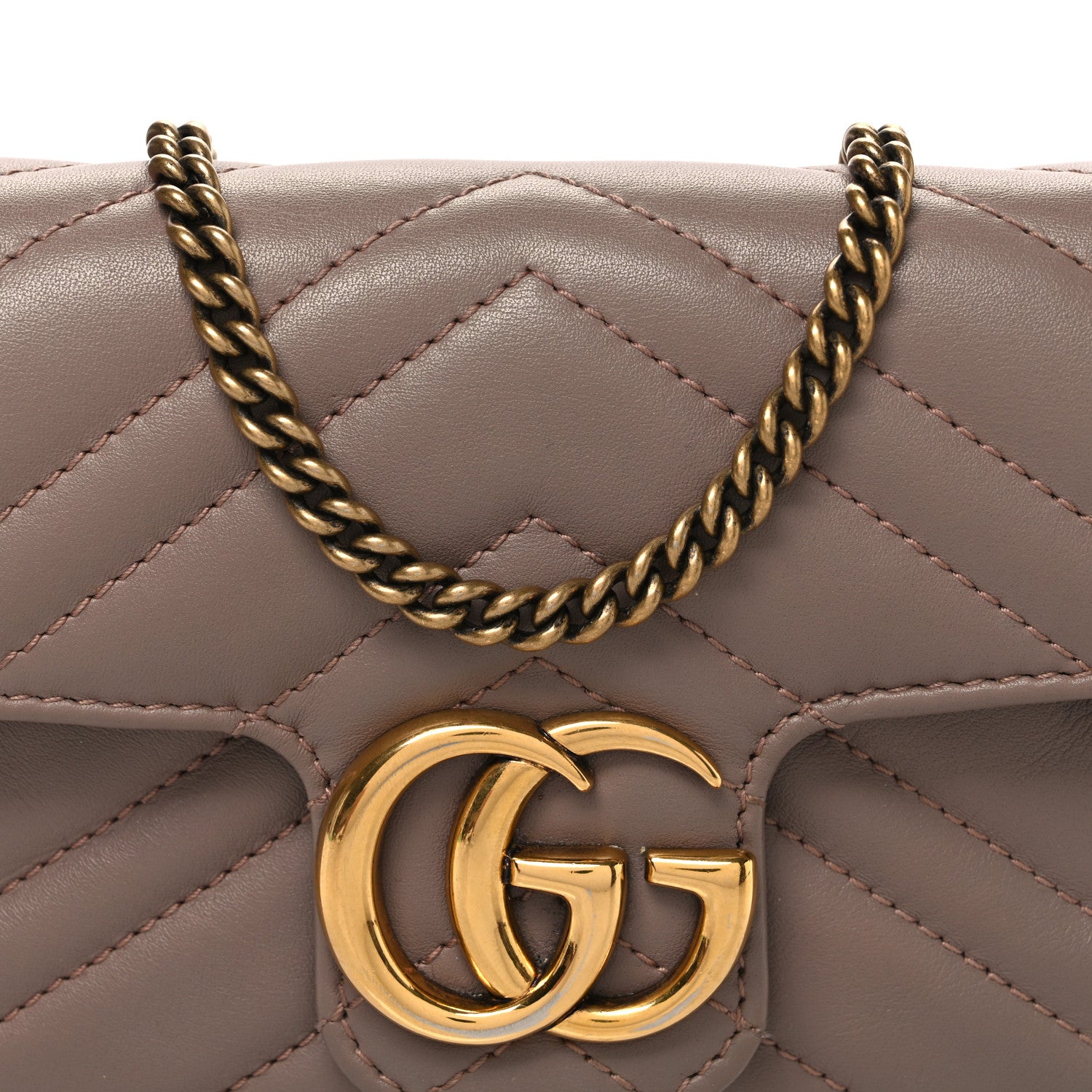 Gucci Calfskin Matelasse Super Mini GG Marmont Shoulder Bag Porcelain Rose 8 of 10