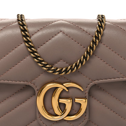 Gucci Calfskin Matelasse Super Mini GG Marmont Shoulder Bag Porcelain Rose 8 of 10