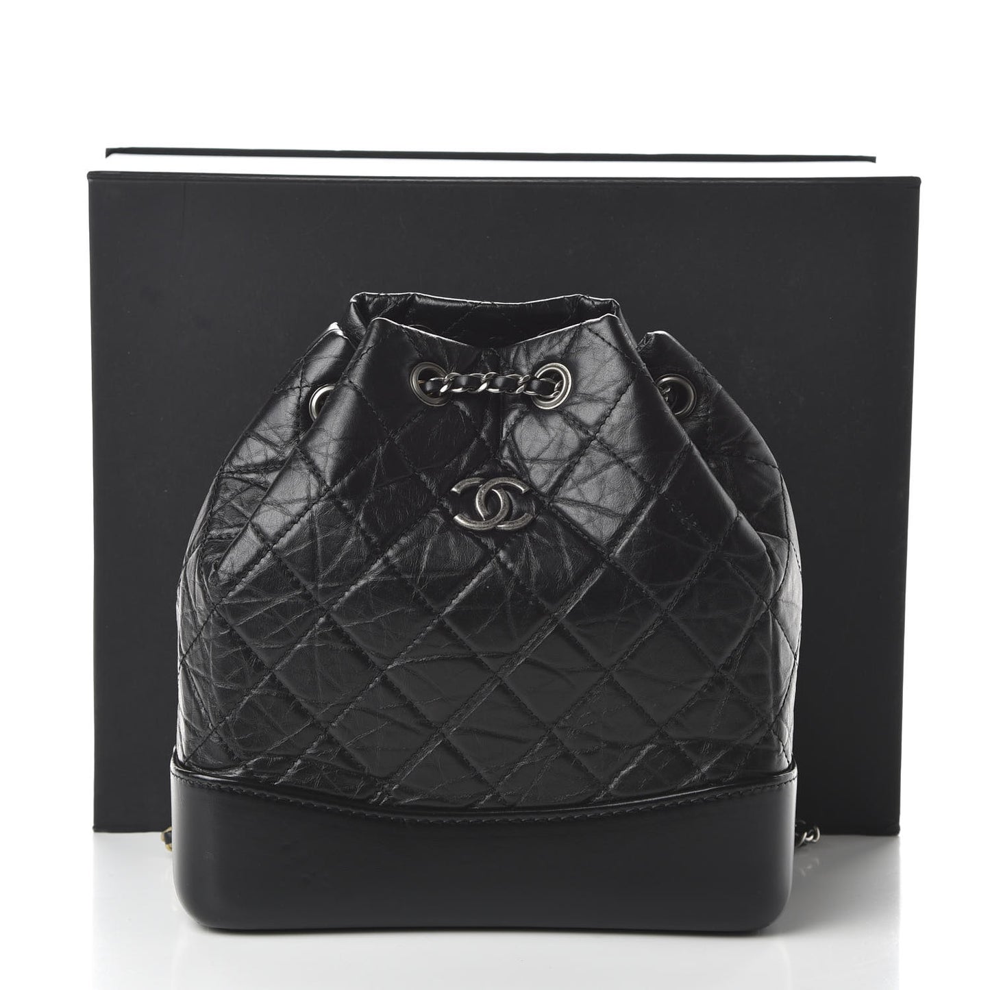 Aged Calfskin Quilted Small Gabrielle Backpack Black