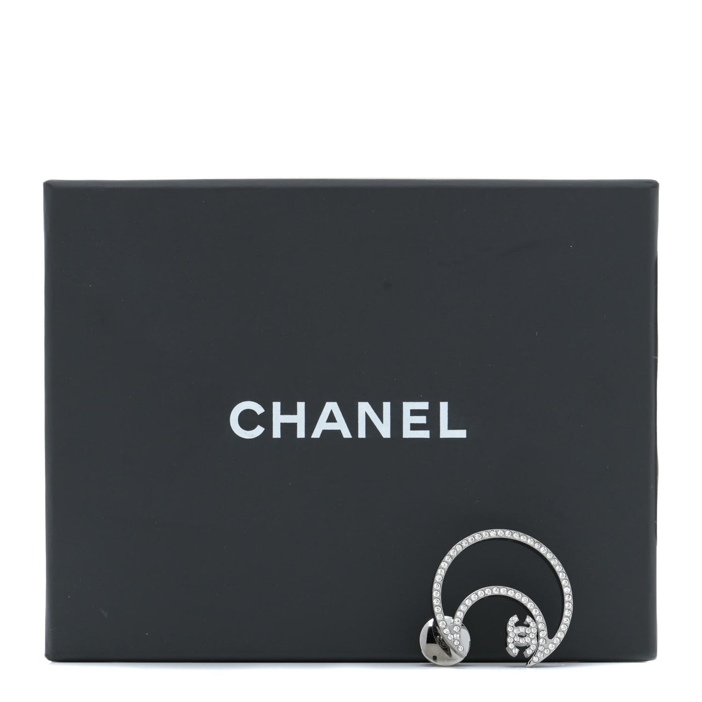Crystal CC Moon Brooch Silver