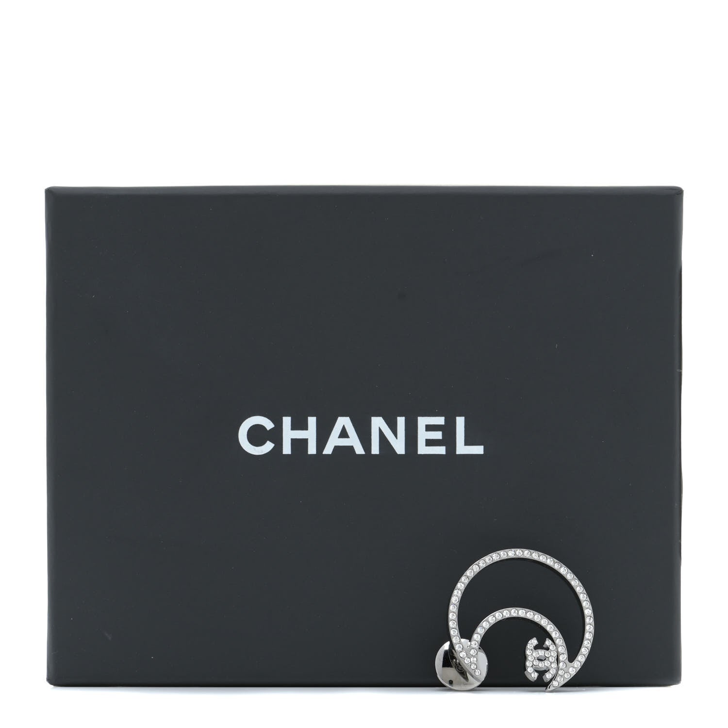 Chanel Crystal CC Moon Brooch Silver 5 of 5