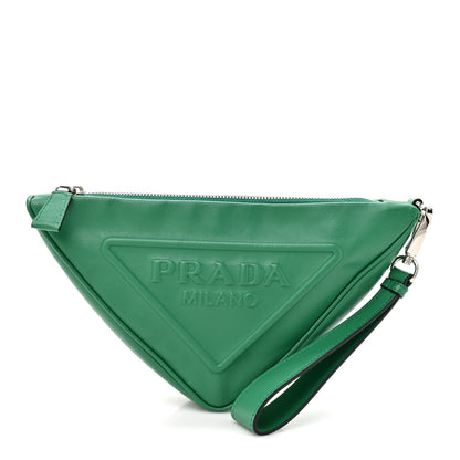 Prada Grace Lux Triangle Logo Embossed Triangle Wristlet Pouch Mango 1 of 9