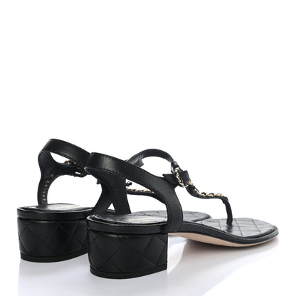 Chanel Lambskin Chain CC Logo Thong Sandals 40.5 Black 4 of 8