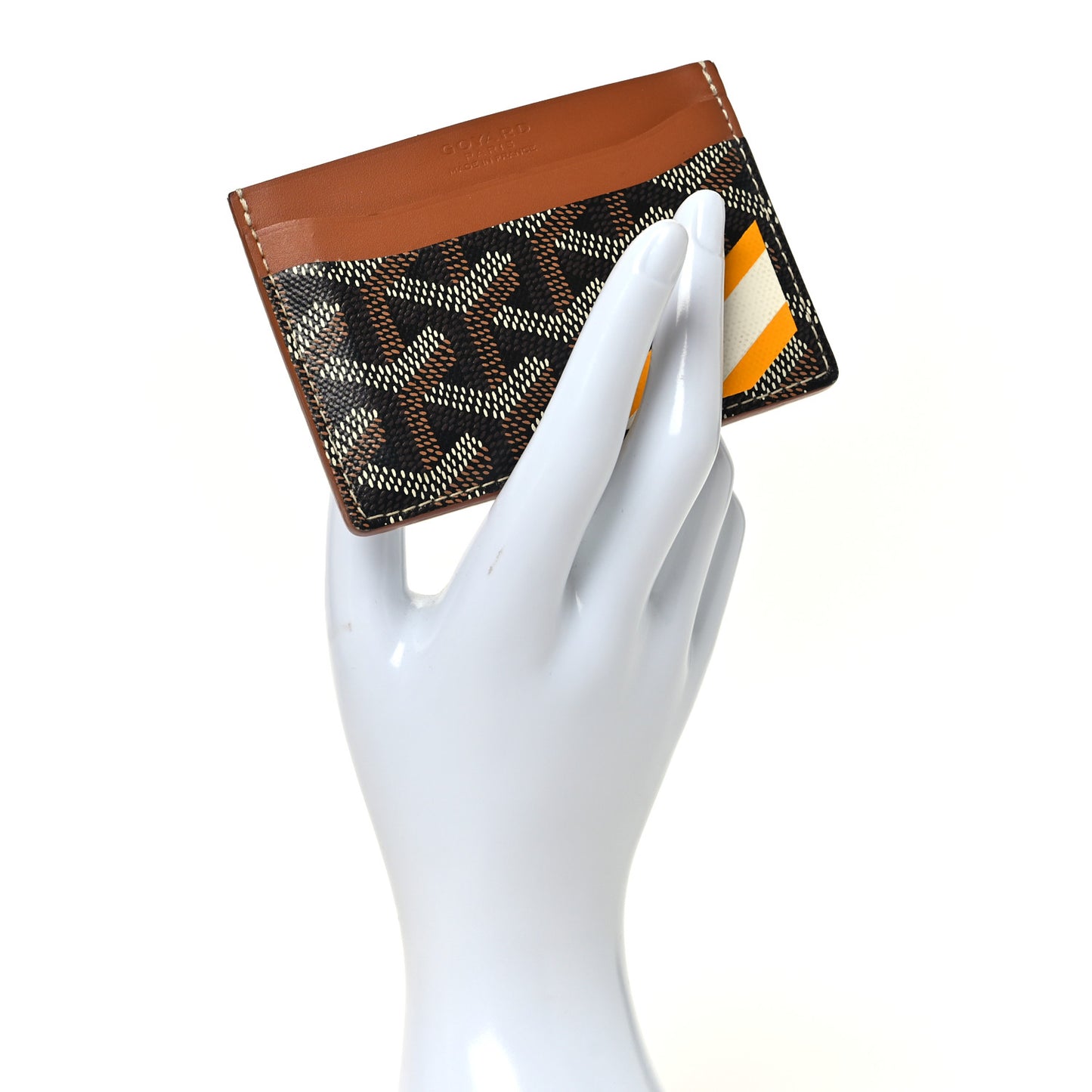 Goyardine Stripe Saint Sulpice Card Holder Black Gold
