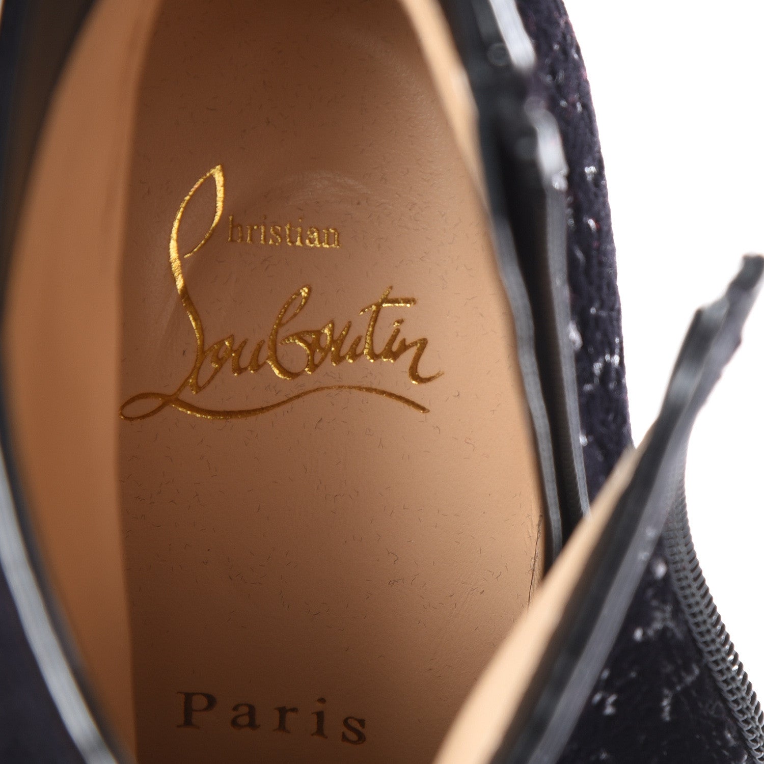 Christian Louboutin Velvet Patent Glitter Eloise Booty 100 Ankle Boots 37.5 Black 8 of 9