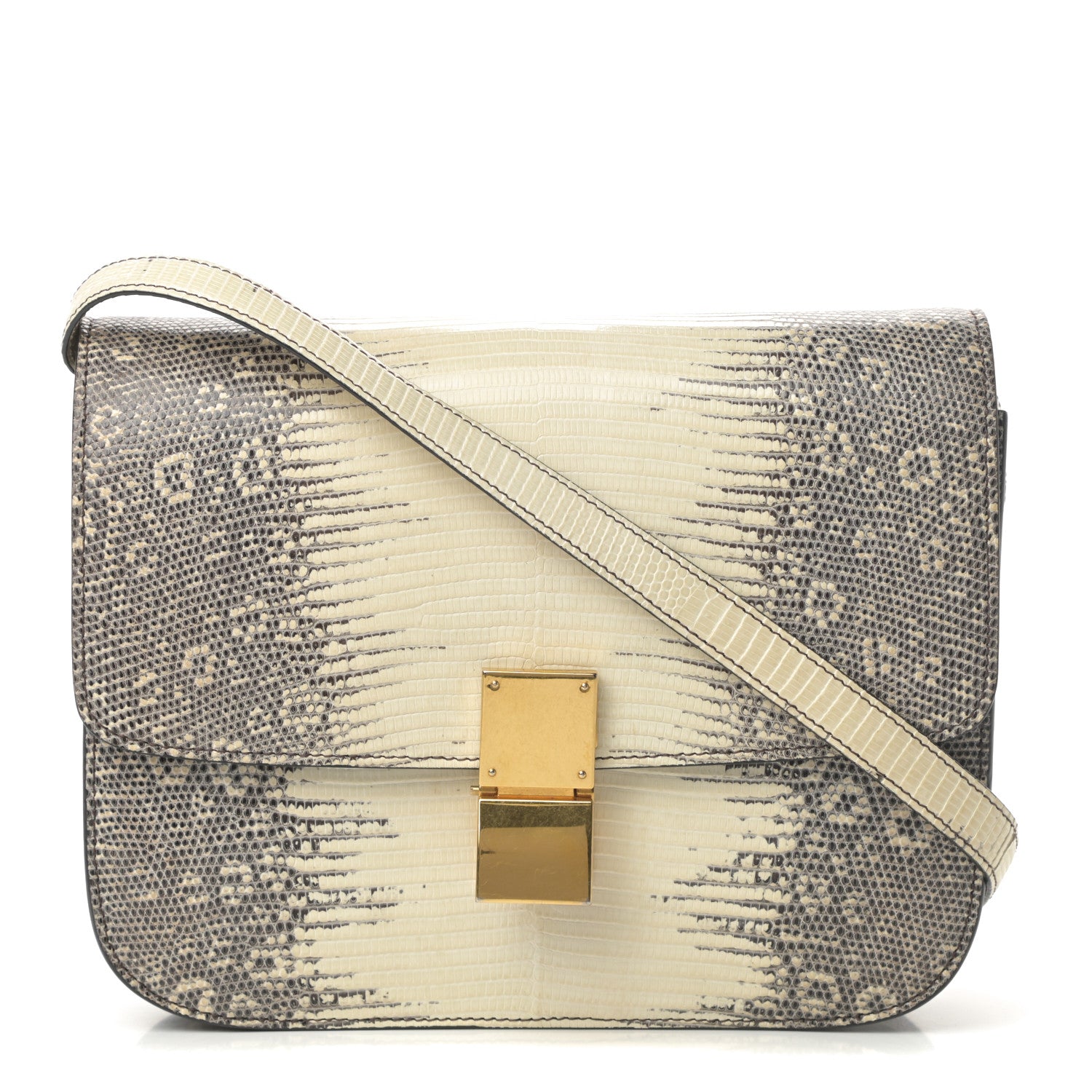 Celine Lizard Medium Classic Box Flap Bag Natural 1 of 12