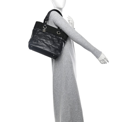 Chanel Coated Canvas Quilted Small Paris Biarritz Tote Black 2 of 10