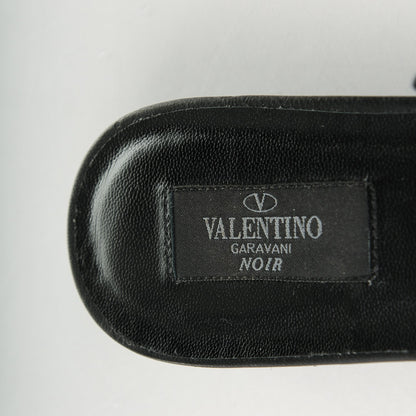 Valentino Garavani Calfskin Rockstud Ankle Wrap Flat Thong Sandals 41 Black 8 of 8