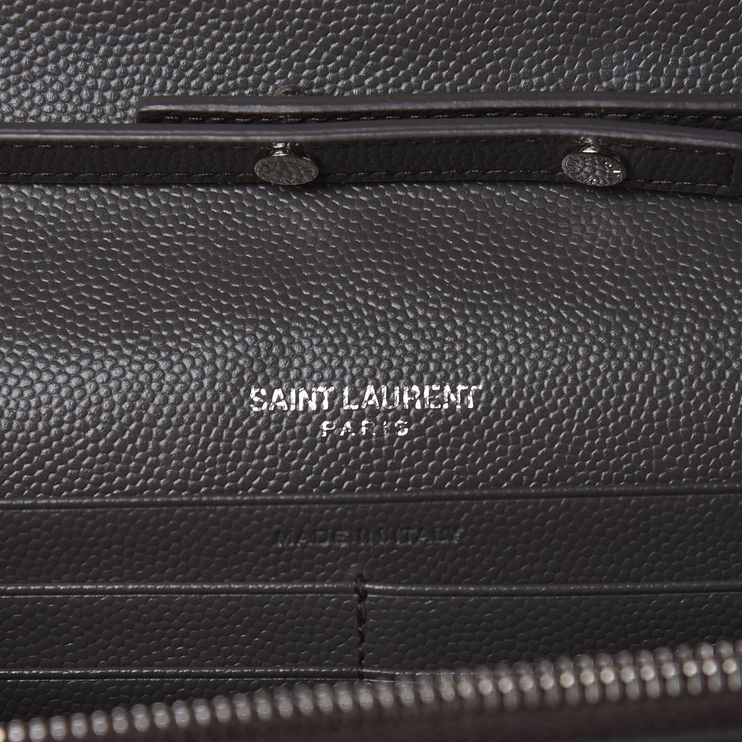 Saint Laurent Grain De Poudre Matelasse Chevron Monogram Chain Wallet Earth 6 of 14