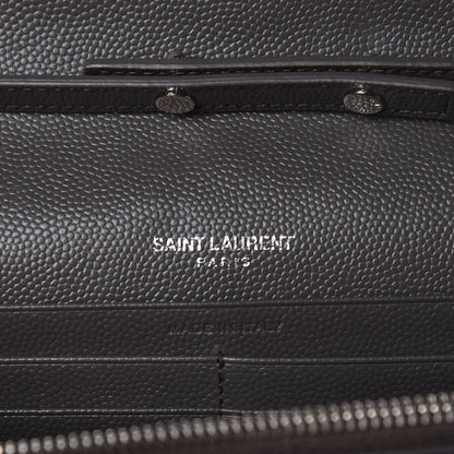 Saint Laurent Grain De Poudre Matelasse Chevron Monogram Chain Wallet Earth 6 of 14