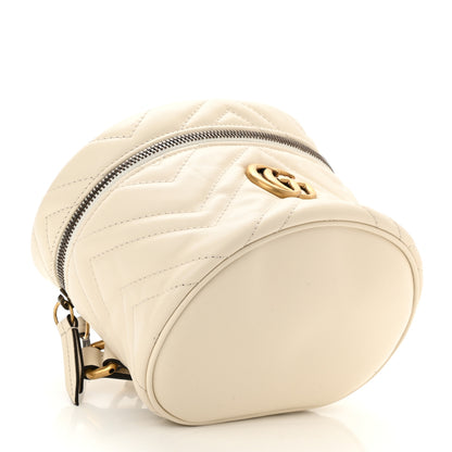 Gucci Calfskin Matelasse Mini GG Marmont Round Backpack White 4 of 8